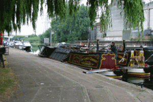 working boats on the embankment