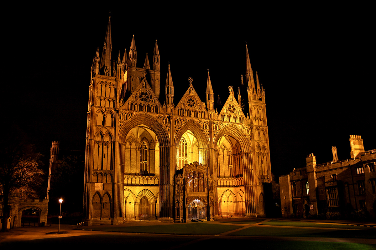 Peterborough cathedral night