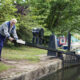 narrowboat working a lock