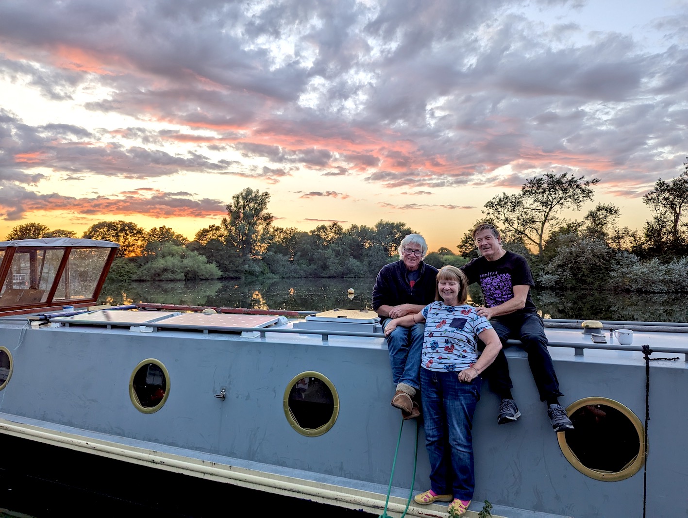 Ferry Meadows sitting on narrowboat