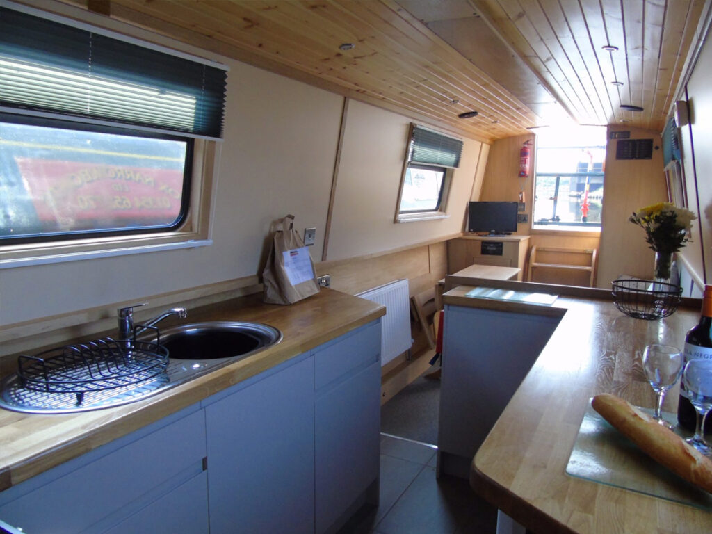 canal boat interior spring clean galley