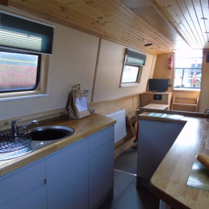 canal boat interior spring clean galley