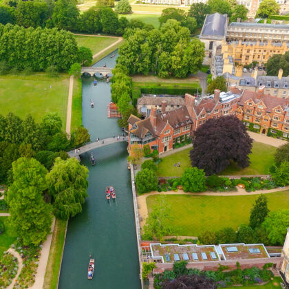 cambridge river uni aerial view stock