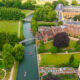 cambridge river uni aerial view stock